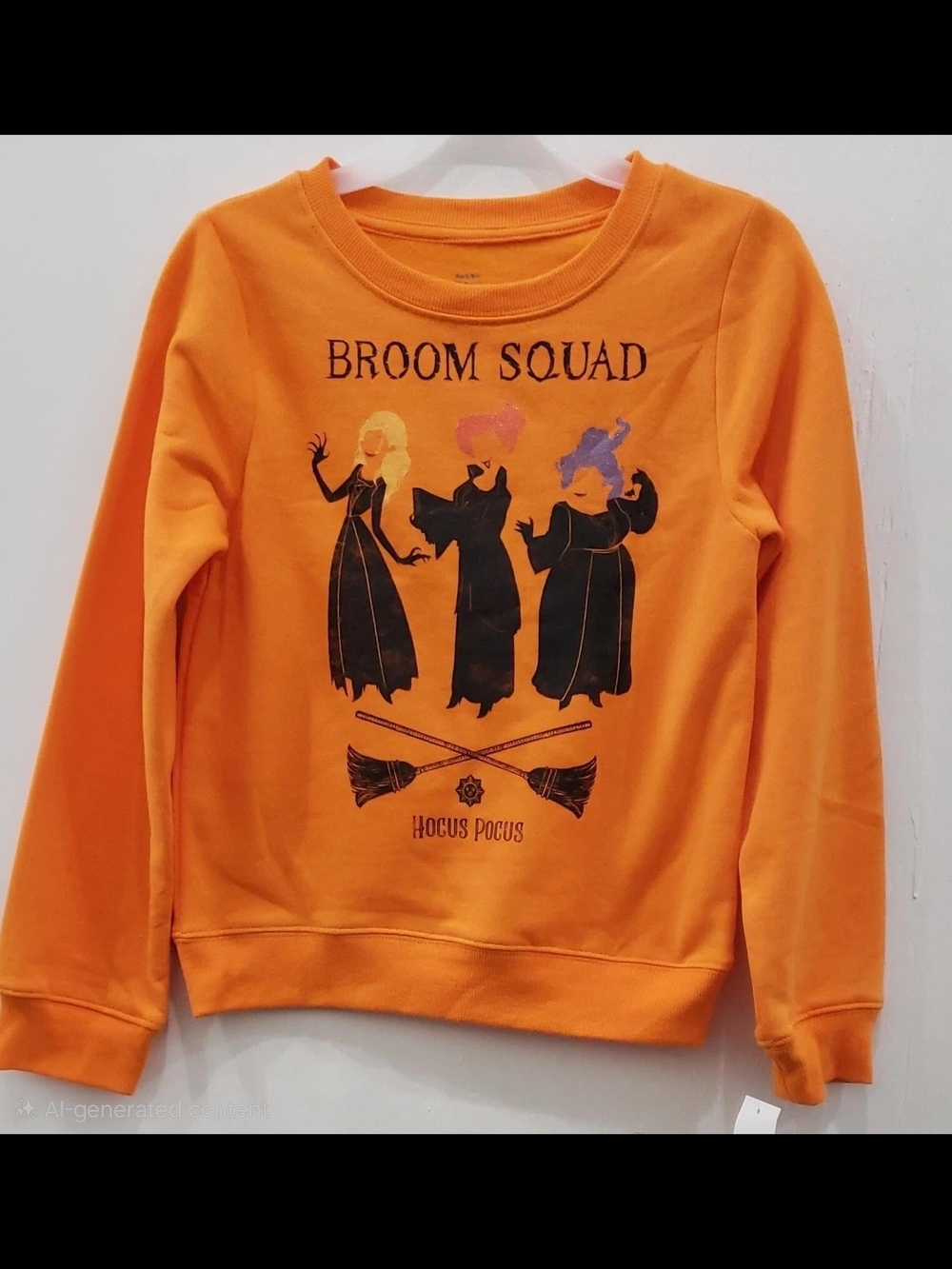 Kids Orange 'Broom Squad' Graphic Sweatshirt